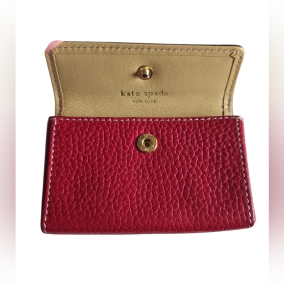 Kate Spade Red Leather Card Holder Wallet - Picture 5 of 7